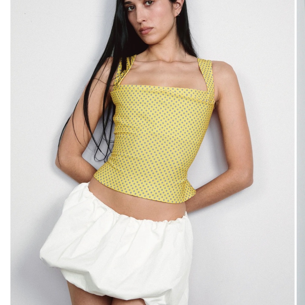 Miaou Imogene Top- Yellow Polka Dot
